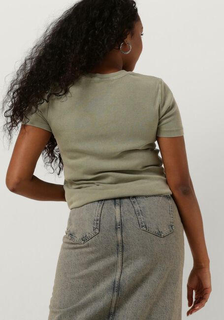 Grüne CALVIN KLEIN T-shirt LABEL WASHED RIB SLIM TEE - large
