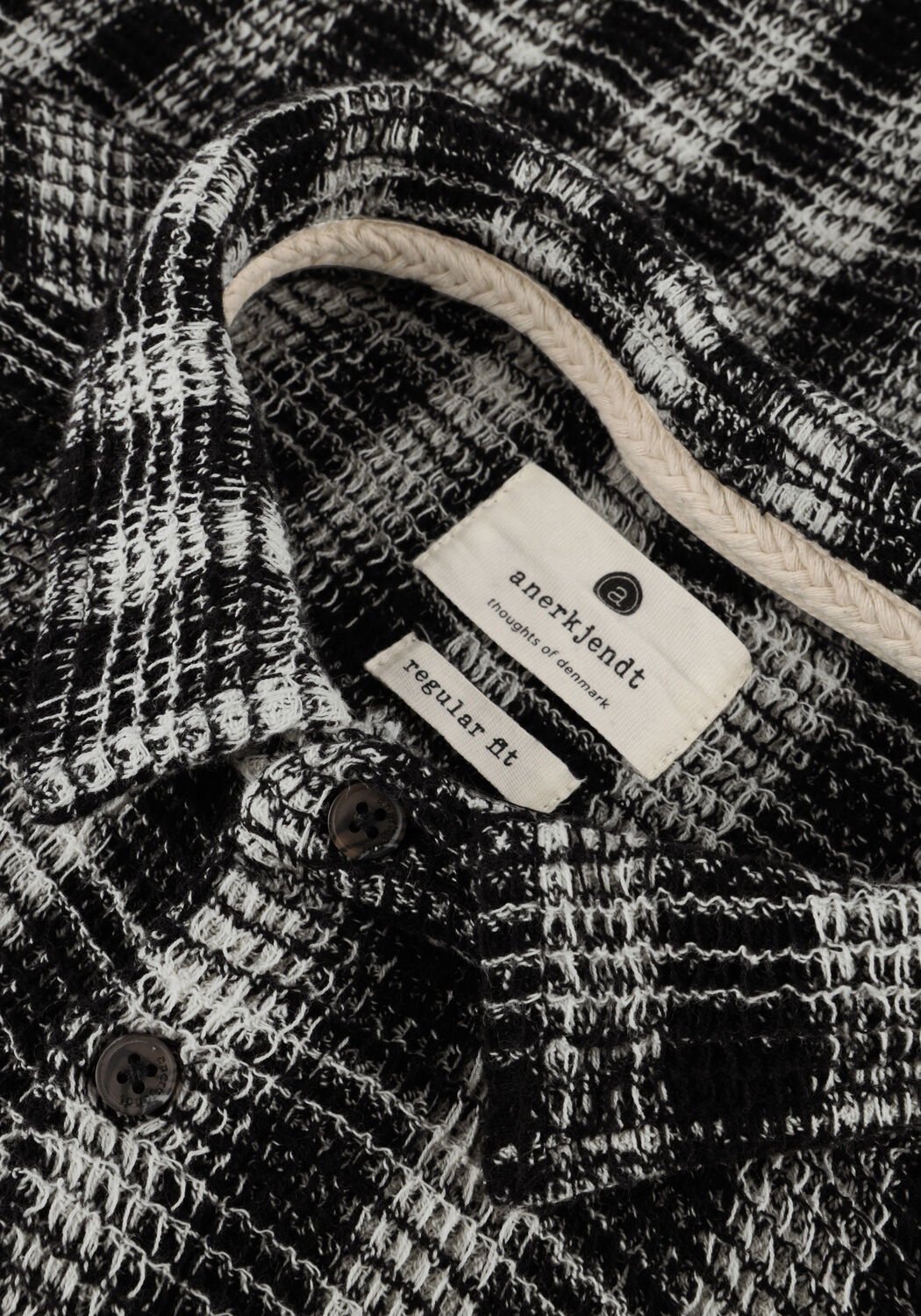 Schwarze ANERKJENDT Overshirt AKLOUIS STRUCTURE CHECK SHIRT - large