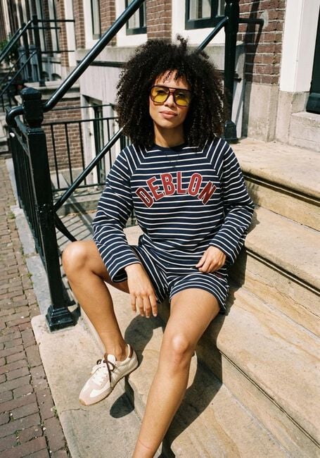 Dunkelblau DEBLON SPORTS Kurze Hose DANI STRIPED SHORTS - large