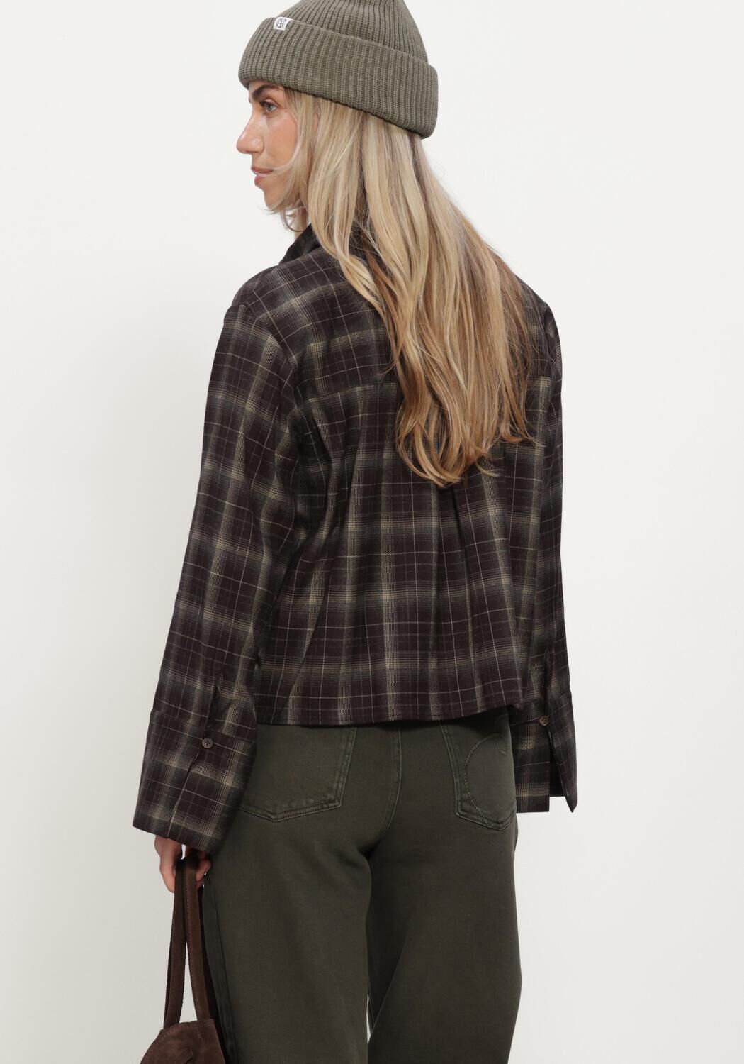 Braune NEO NOIR Blusen JAYLIN FLANNEL CHECK SHIRT - large