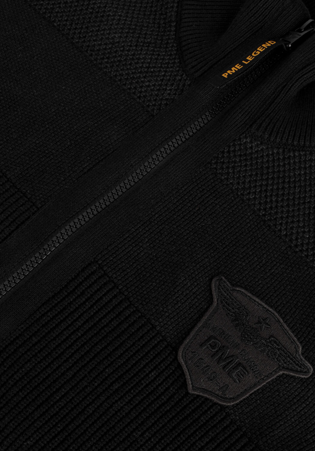 Schwarze PME LEGEND Strickjacke ZIP JACKET COTTON STRUCTURE KNIT - large