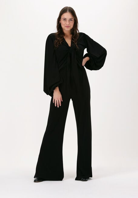 Schwarze ALIX THE LABEL Schlaghose KNITTED JUMPSUIT WITH KNOT AT FRONT - large