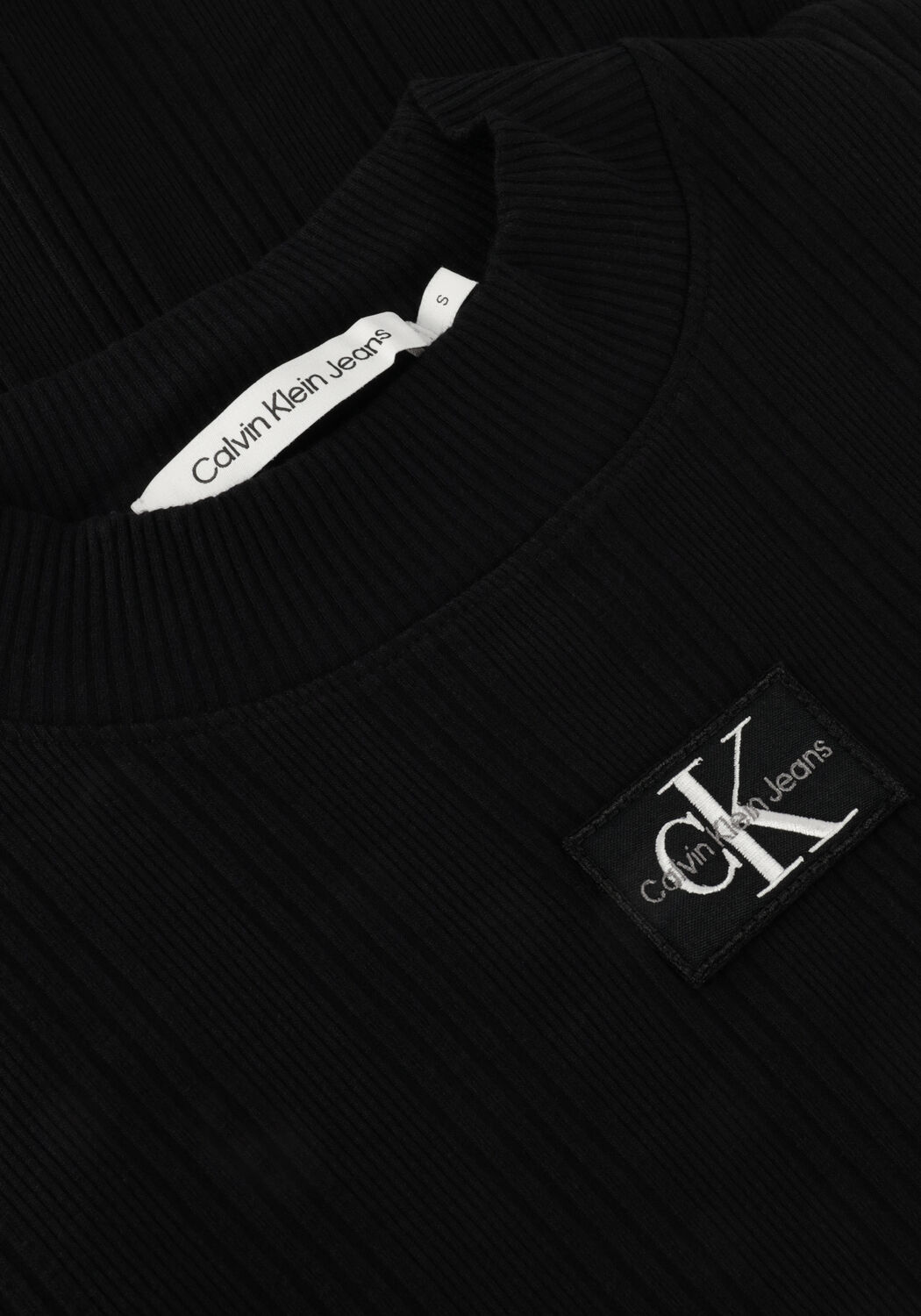 Schwarze CALVIN KLEIN Tops & T-shirts BADGE RIB LONG SLEEVE - large