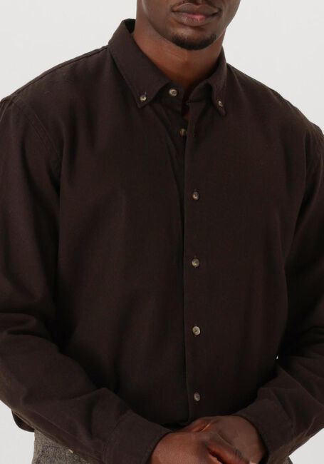 Braune SELECTED MEN Casual-Oberhemd SLHREGNOAG MIX BDWN LS SHIRT CAMP - large