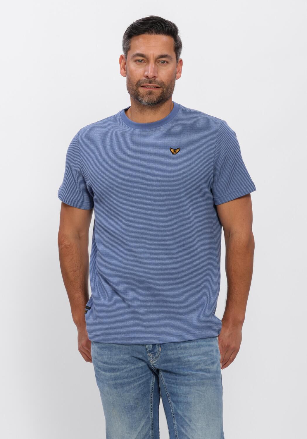 Blaue PME LEGEND T-shirt TWO TONE TEXTURED STRIPE - large