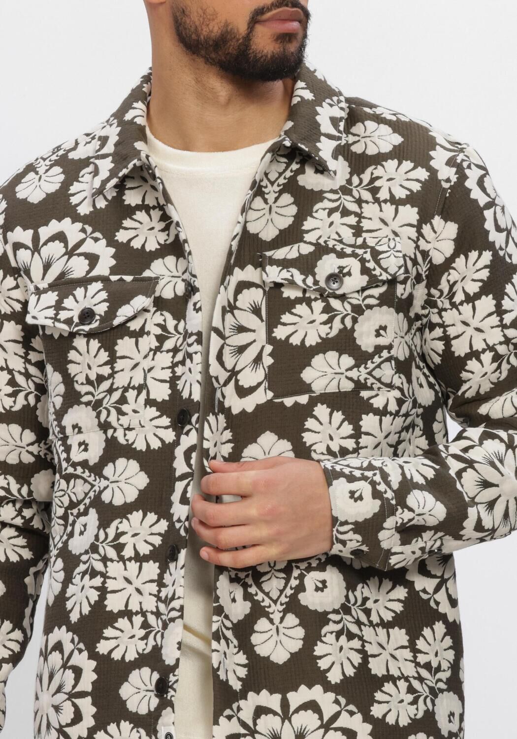 Gr&uuml;ne ANERKJENDT Overshirts AKOSCAR FLOWER JACQ OVERSHIRT - large