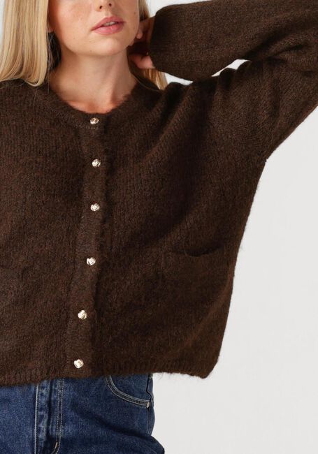 Braune OBJECT Strickjacke OBJSAGGIA RE L/S KNIT CARDIGAN - large