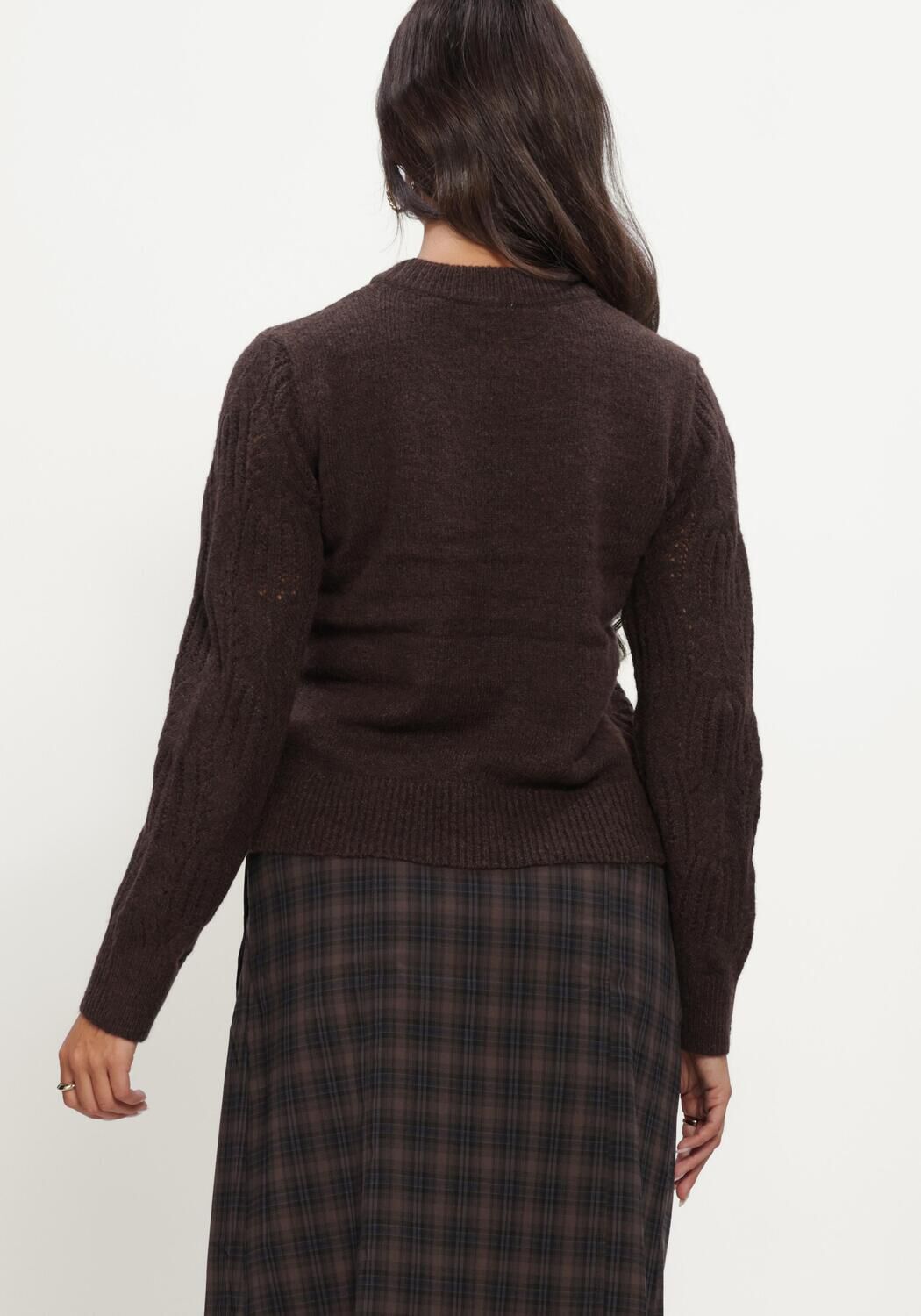 Braune OBJECT Pullover OBJARONA L/S RE KNIT PULLOVER - large