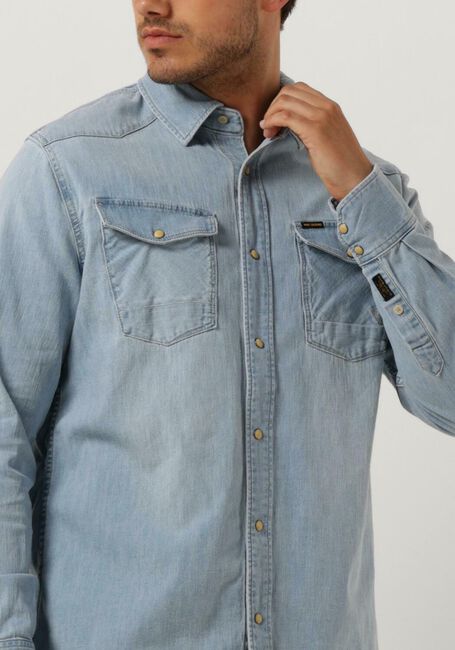 Blaue PME LEGEND Casual-Oberhemd LONG SLEEVE SHIRT REAL LIGHT BLUE - large