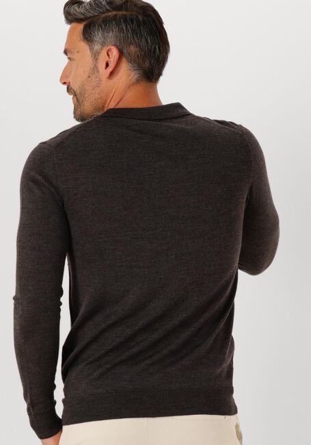 Braune PROFUOMO Polo-Shirt POLO OPEN COLLAR LS MERINO - large