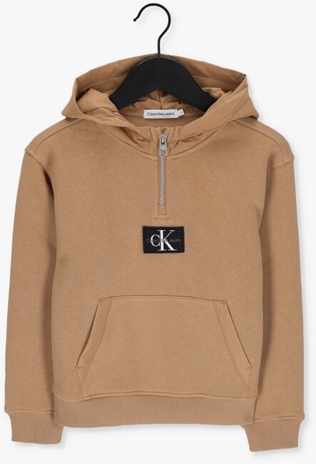 Beige CALVIN KLEIN Pullover QUILTED MIX MEDIA HOODIE - large