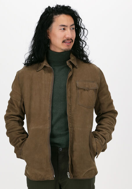 Grüne GOOSECRAFT Lederjack GC SIN CITY NUBUCK OVERSHIRT - large