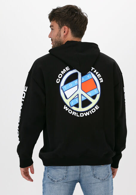 Schwarze TOMMY JEANS Sweatshirt TJM TOGETHER WORLD PEACE HOODI - large