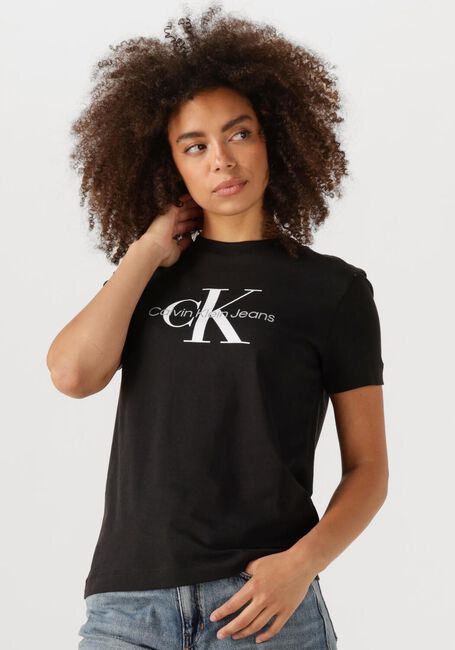 Schwarze CALVIN KLEIN T-shirt CORE MONOGRAM LOGO REGULAR FIT - large