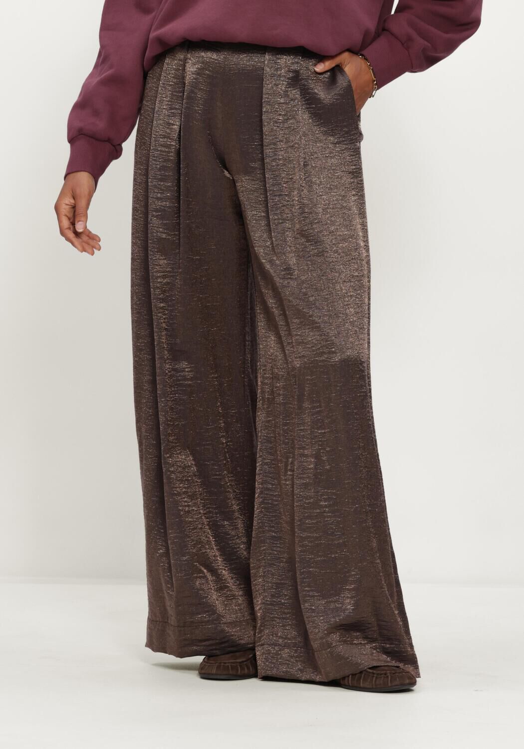 Braune BY-BAR Weite Hose LODI METALLIC PANTS - large