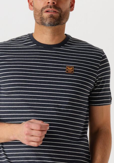 Blaue PME LEGEND T-shirt SHORT SLEEVE R-NECK YD MELANGE STRIPED JERSEY - large