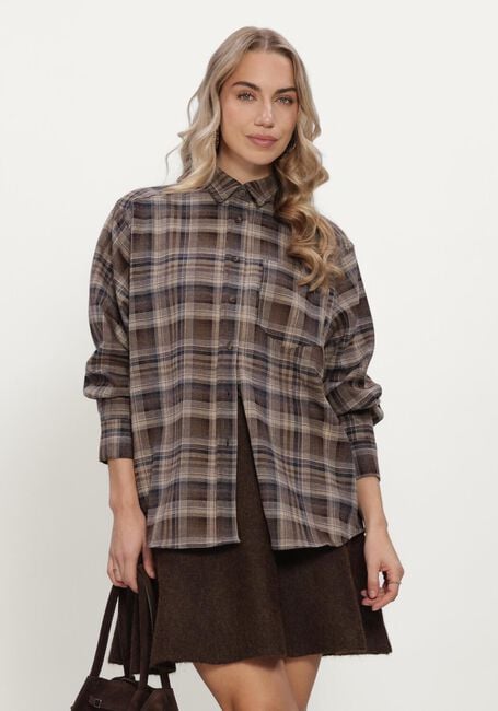 Taupe NEO NOIR Blusen DALMA FLANNEL CHECK SHIRT - large