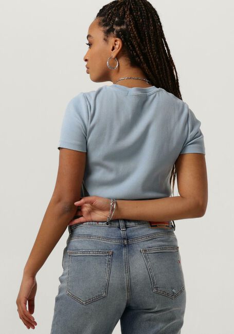 Hellblau CALVIN KLEIN T-shirt LABEL WASHED RIB SLIM TEE - large