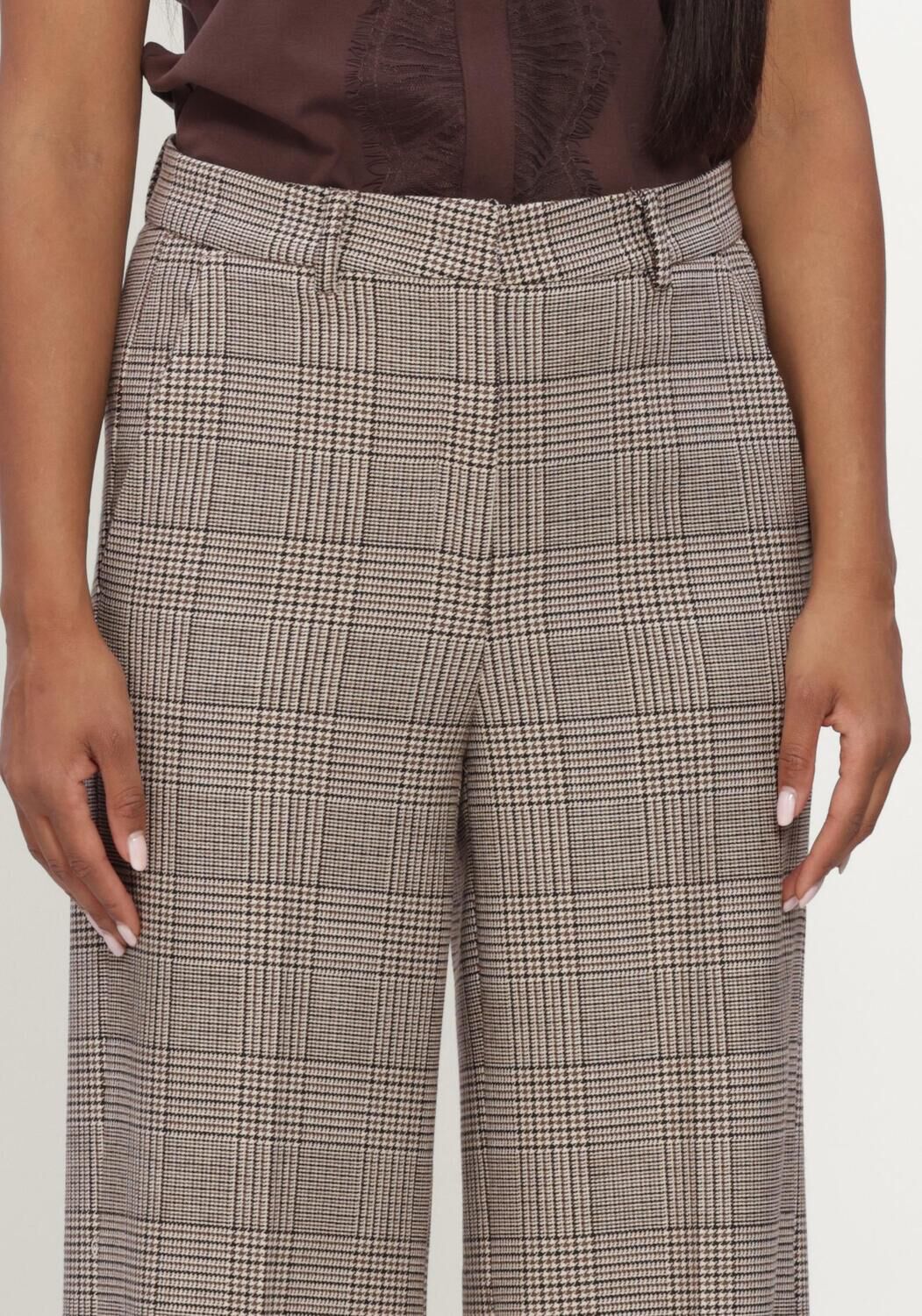 Beige CAMBIO Weite Hose ALEXIS WOVEN CLASSICAL GLENCHECK WOOL SUBSTITUTE - large
