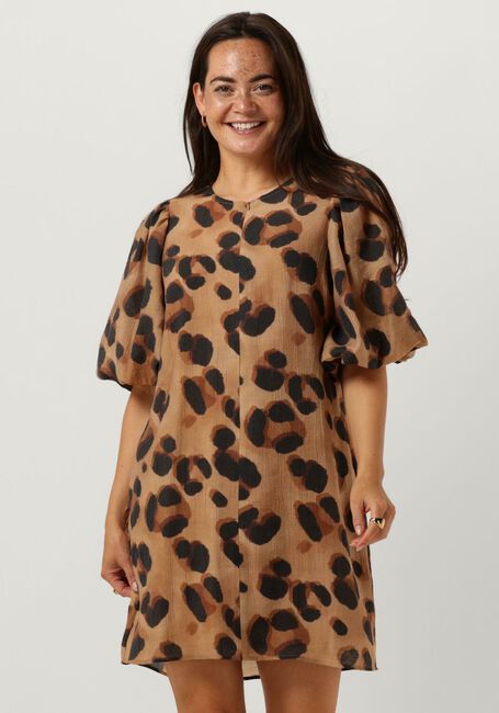 Camelfarbene BY-BAR Minikleid ARYA CHEETA DRESS - large