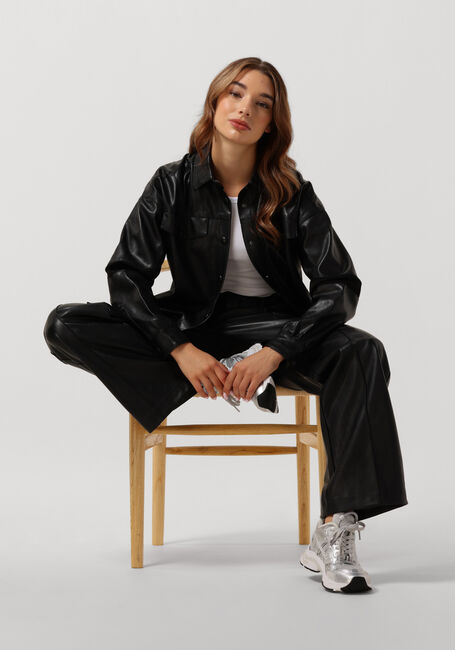 Schwarze COLOURFUL REBEL Hose RUS VEGAN LEATHER STRAIGHT PANTS - large