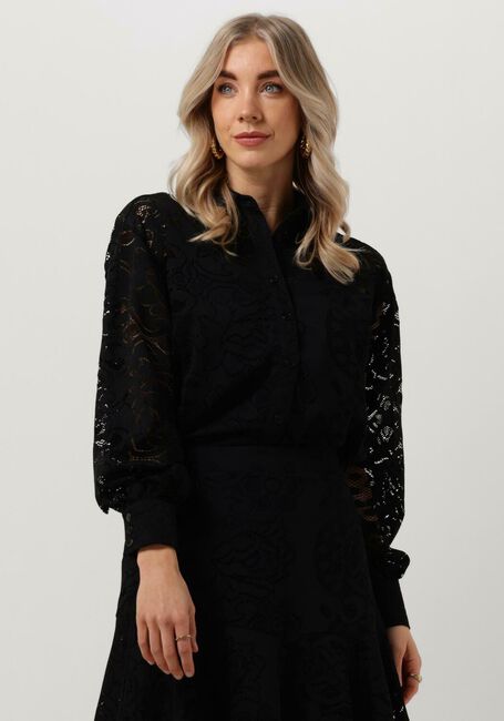 Schwarze ALIX THE LABEL Bluse LADIES KNITTED HEAVY LACE BLOUSE - large