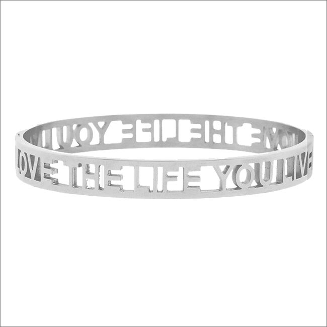 Silberne MY JEWELLERY Armband LOVE THE LIFE YOU LIVE OPEN - large