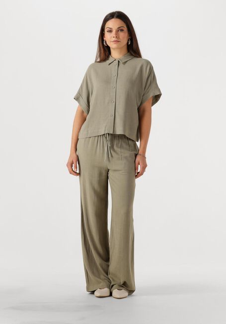 Khaki SELECTED WOMEN Weite Hose SLFVIVA-GULIA HW LONG LINEN PANT NOOS - large