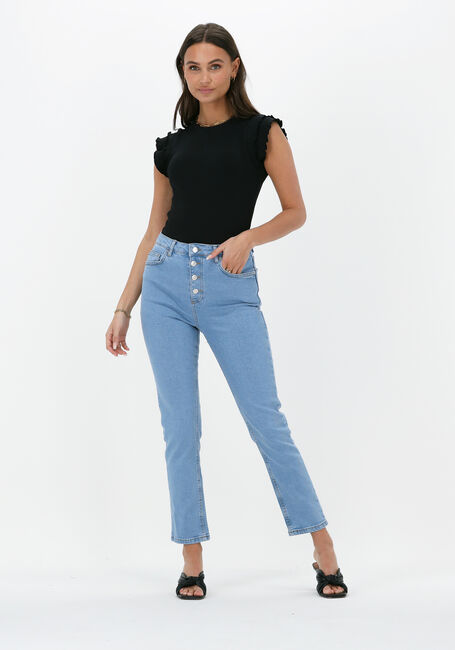 Schwarze NA-KD Top FRILL RIBBED JERSEY TOP - large