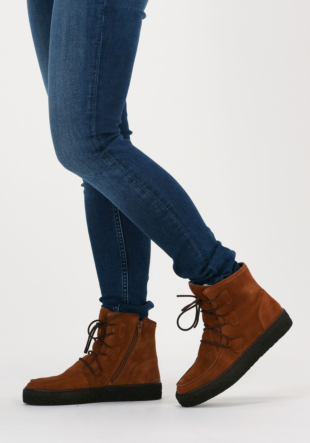 Cognacfarbene CA'SHOTT Schn&uuml;rboots 18110 - large