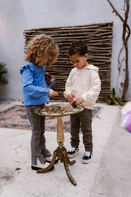 Blaue DAILY7 Blusen T-SHIRT LONGSLEEVE FANCY TAPE - large