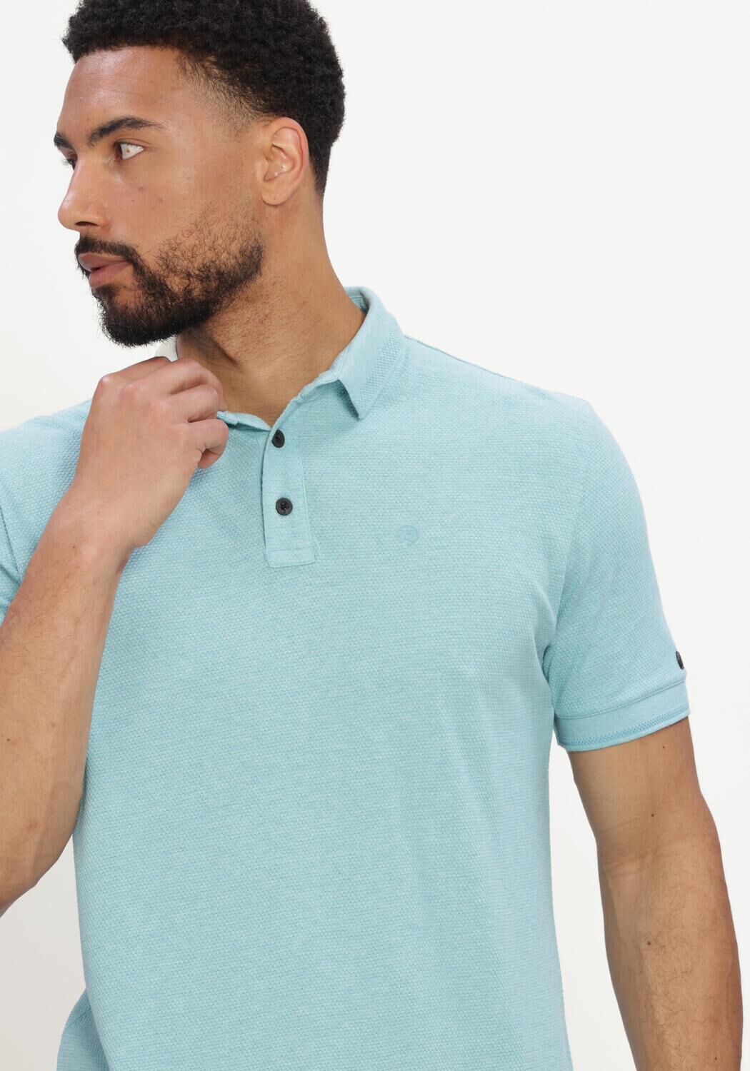 Hellblau CAST IRON Polo-Shirt SHORT SLEEVE POLO SLIM FIT POPCORN JERSEY MELANGE - large