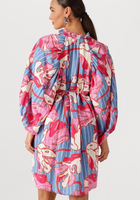 Mehrfarbige/Bunte POM AMSTERDAM Kleider DRESS URBAN FLORA STRIPE LINEN - large