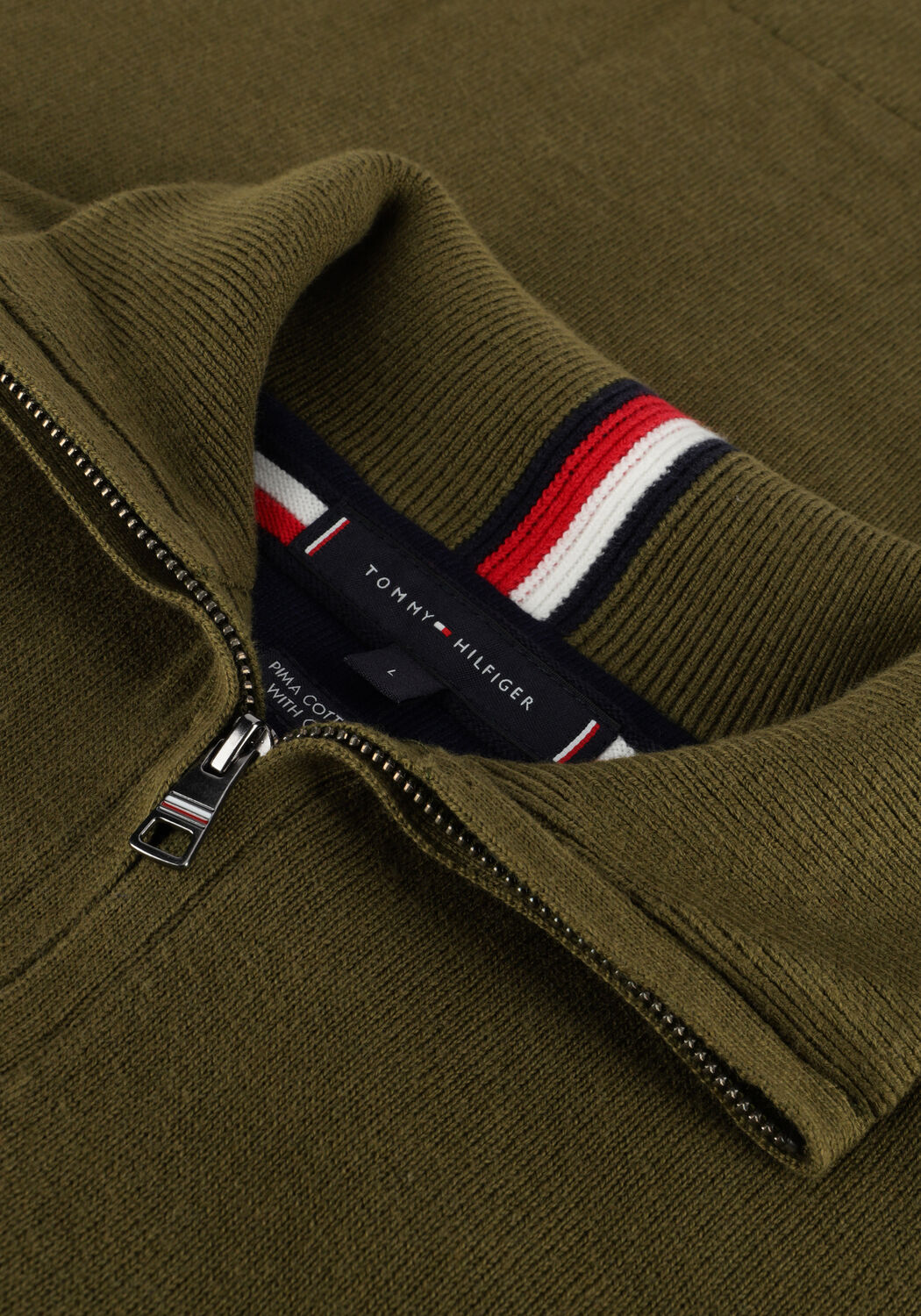 Dunkelgr&uuml;n TOMMY HILFIGER Pullover PIMA ORG CTN CASHMERE ZIP MOCK - large