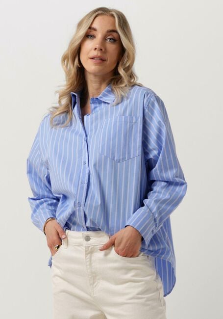 Blau/weiß gestreift NEO NOIR Bluse DALMA DOUBLE STRIPE SHIRT - large