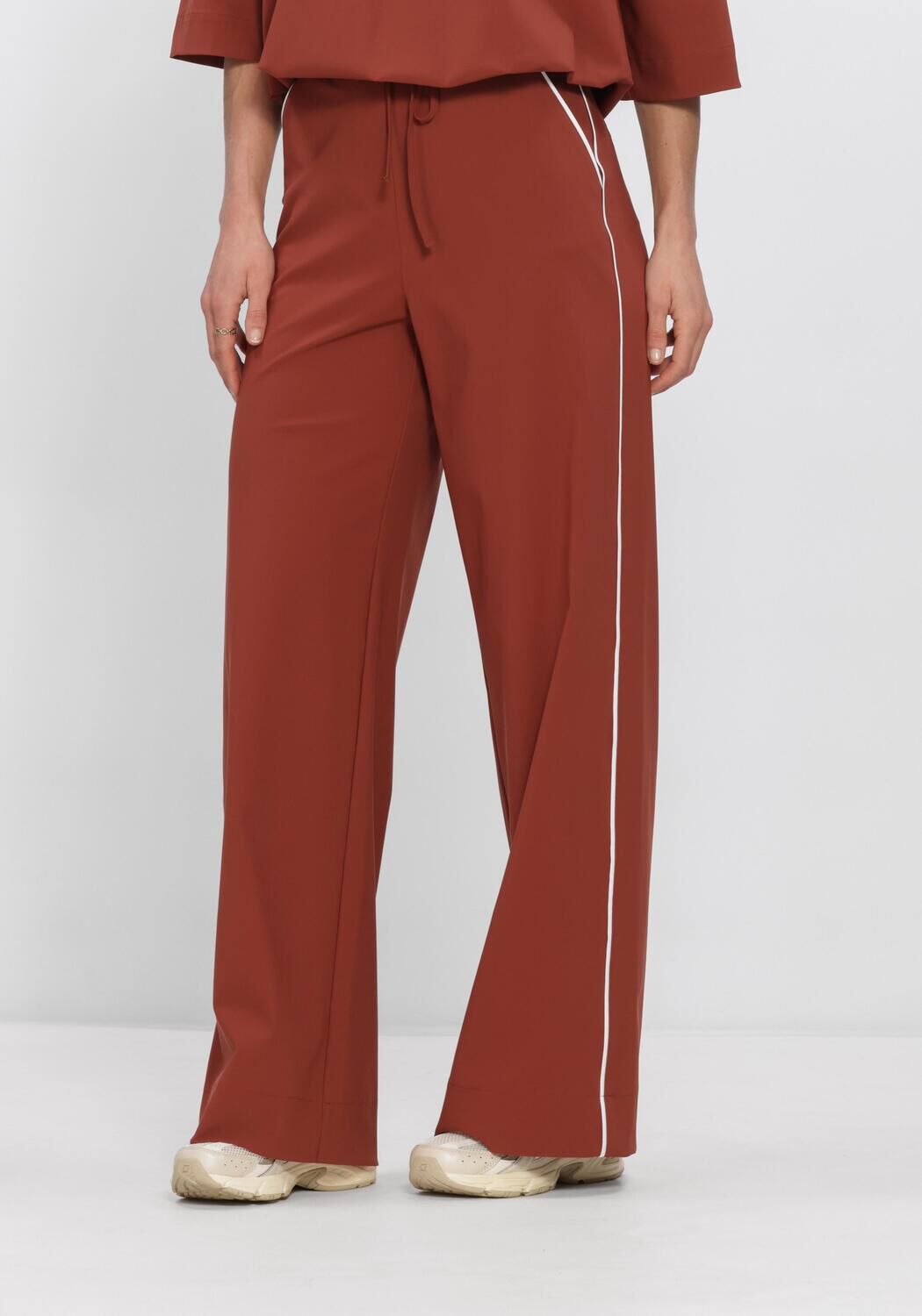 Braune STUDIO ANNELOES Weite Hose LEXIE PIPING TROUSERS - large