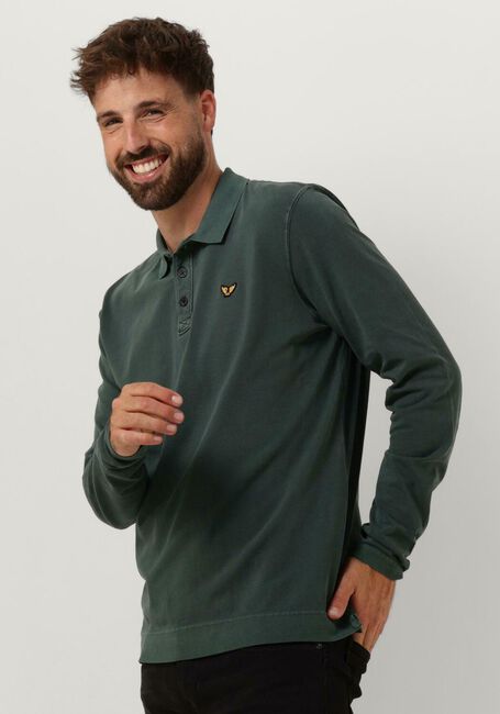 Grüne PME LEGEND Polo-Shirt LONG SLEEVE POLO PIQUE GARMENT DYE - large