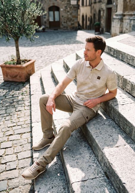 Beige PME LEGEND Polo-Shirt SHORT SLEEVE POLO PRINTED TWO TONE PIQUE - large