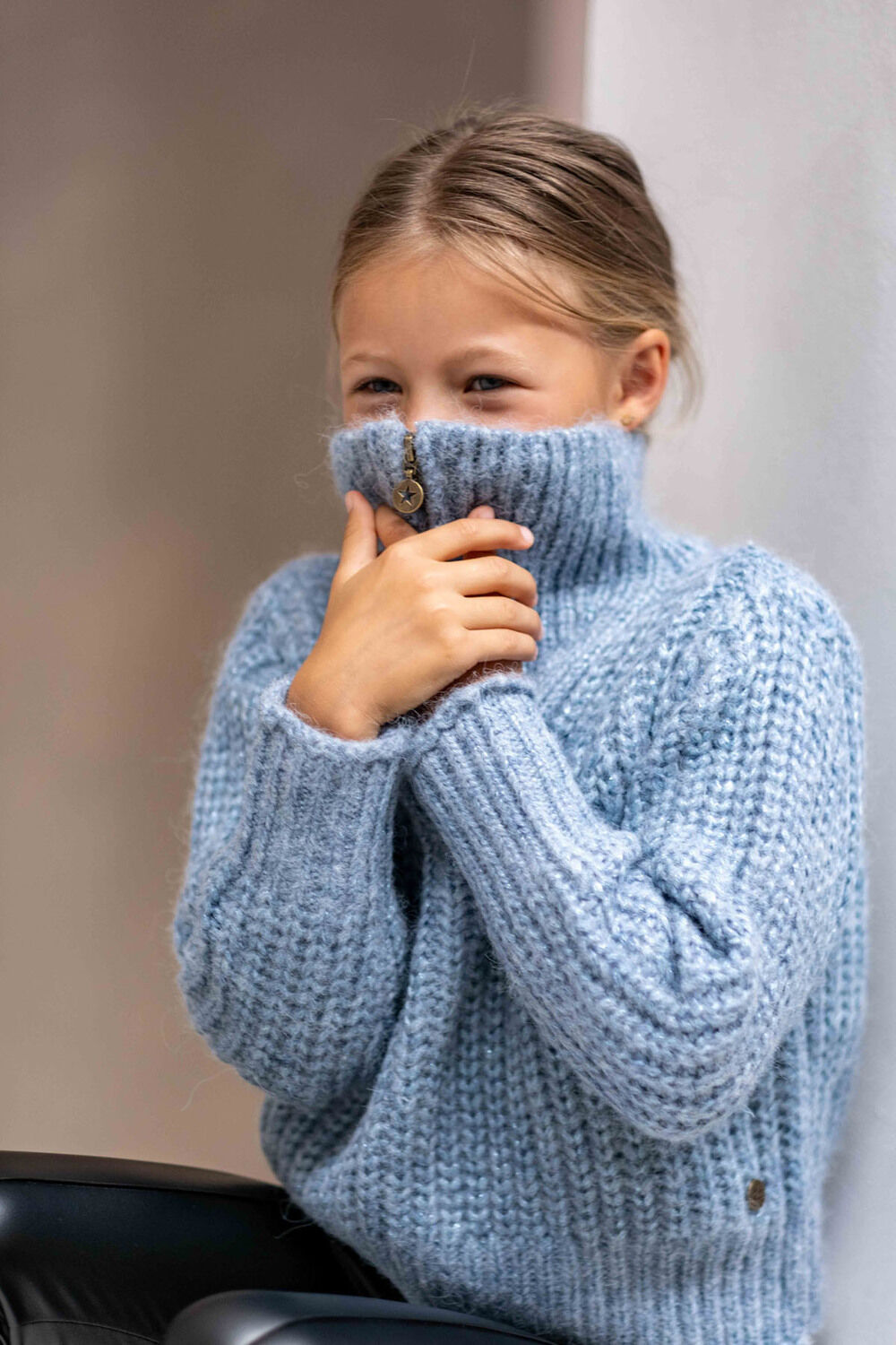 Blaue LIKE FLO Pullover DORA KNITTED SWEATER - large