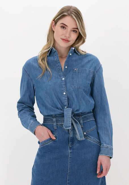 Blaue TOMMY JEANS Blusen TJW FRONT TIE CHAMBRAY SHIRT - large