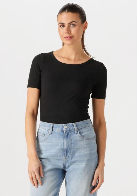 Schwarze TOMMY HILFIGER T-shirt SLIM 5X2 RIB C-NK SS - large