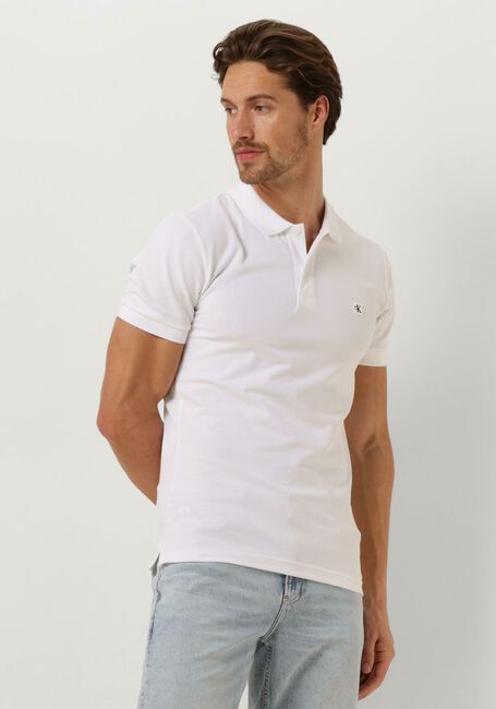 Weiße CALVIN KLEIN Polo-Shirt CK EMBRO BADGE SLIM POLO - large
