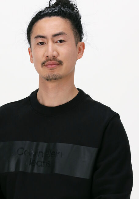 Schwarze CALVIN KLEIN Sweatshirt BLOCKING INSTITUTIONAL CREW NECK - large