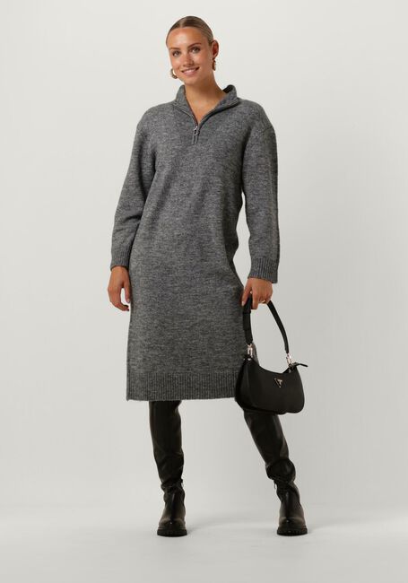 Dunkelgrau OBJECT Midikleid OBJMINNA L/S ZIP KNIT DRESS NOOS - large
