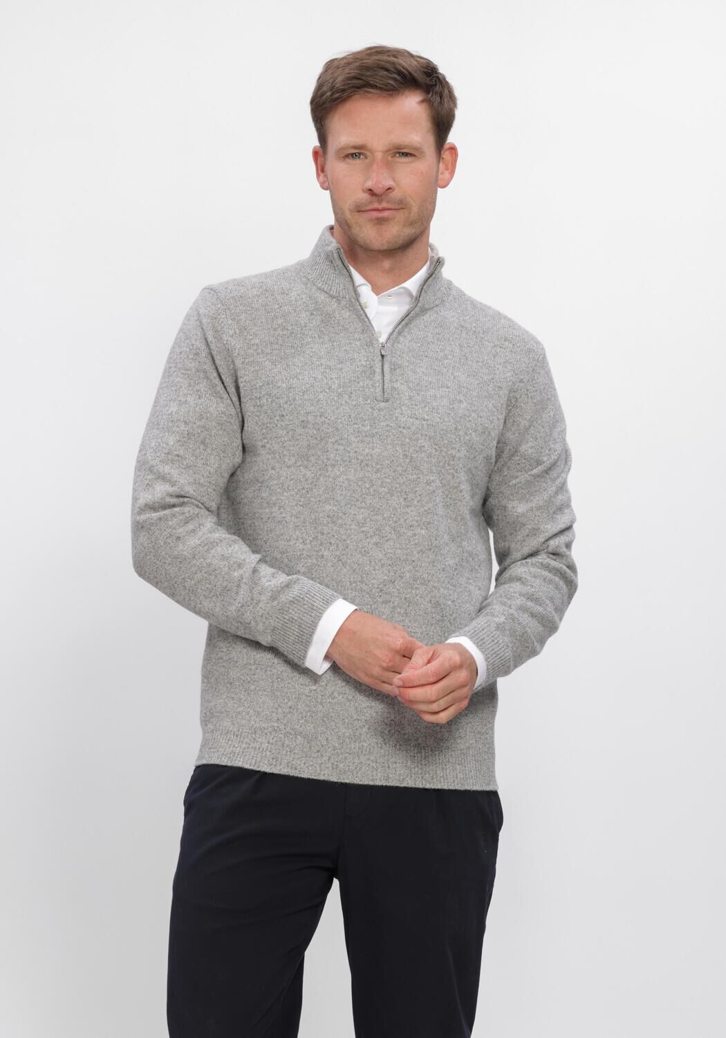 Hellgrau PROFUOMO Pullover PULLOVER HALF ZIP - large