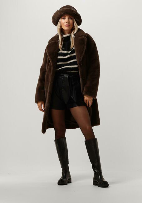 Braune STAND STUDIO Fake-Fur-Jack CAMILLE COCOON COAT - large