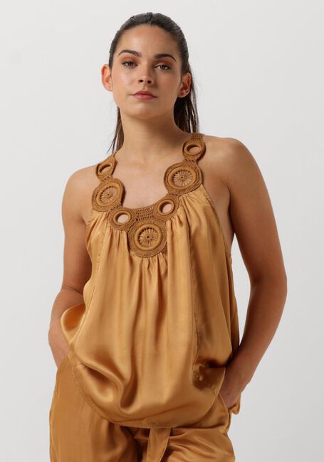 Camelfarbene SUMMUM Top SINGLET SOLID SATIN - large