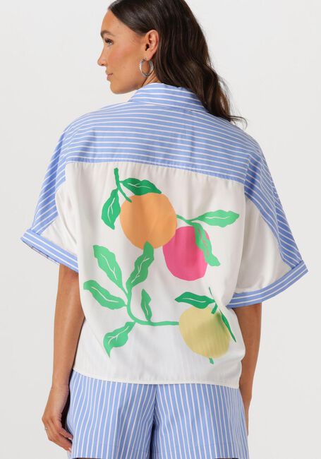 Blaue CATWALK JUNKIE Blusen SHORT SLEEVE BLOUSE WITH GRAPHIC - large