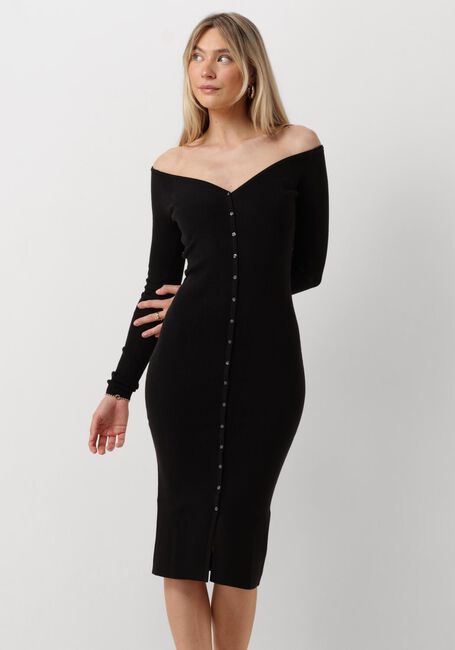 Schwarze CALVIN KLEIN Midikleid BUTTON LONG SWEATER DRESS - large