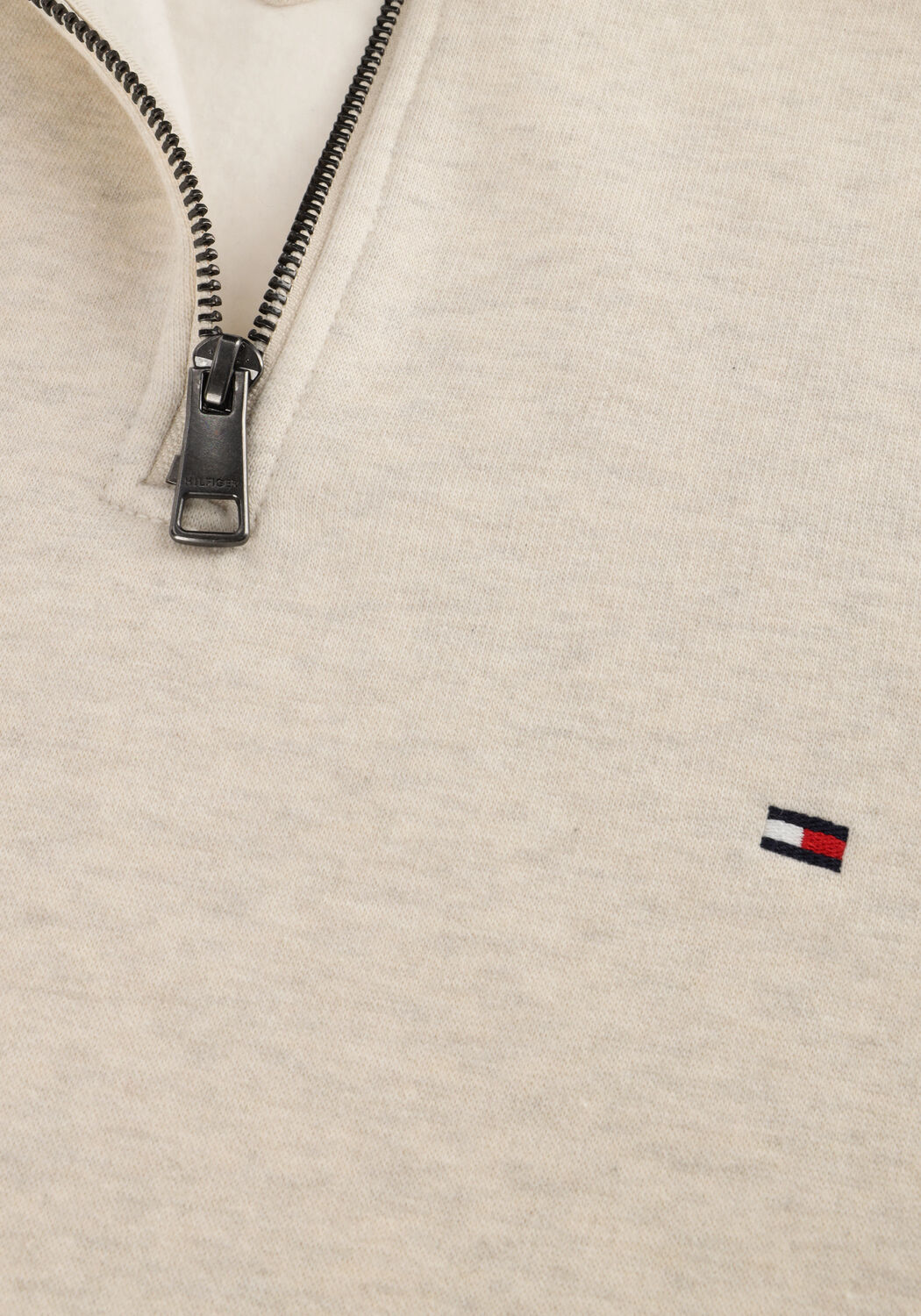 Ecru TOMMY HILFIGER Pullover ESSENTIAL FLEECE 1/4 ZIP - large